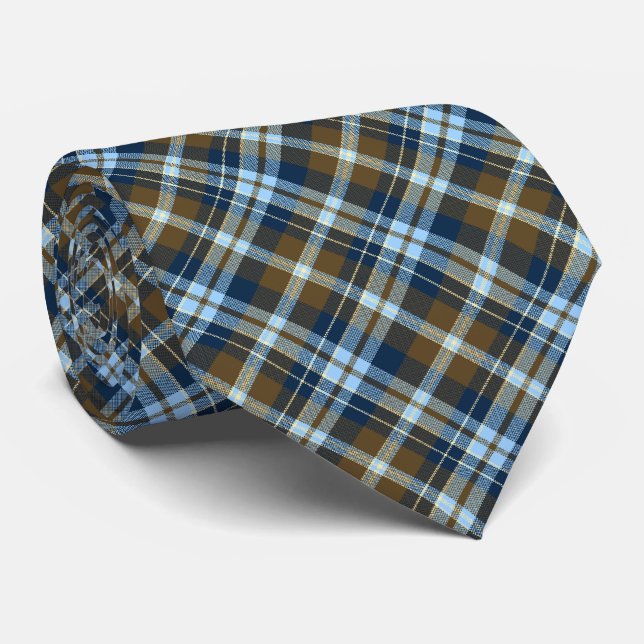 Gravata Tartan Check Xadrez - Castanho e Marinho (Rolled)