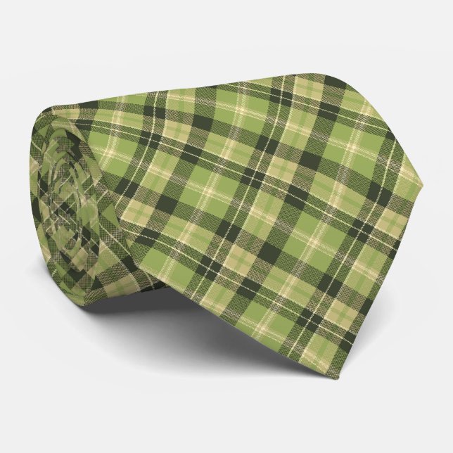 Gravata Tartan Check Xadrez Moss Green - Dois lados (Rolled)