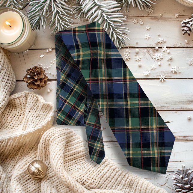 Gravata Tartan de Natal Tijolo Azul Verde ID1141B (Criador carregado)