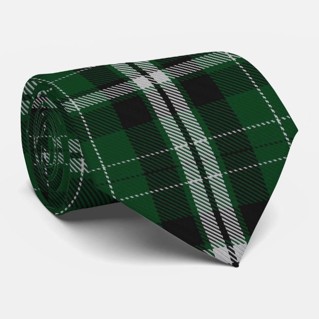 Gravata Tartan Flannel Xadrez grande preto verde (Rolled)