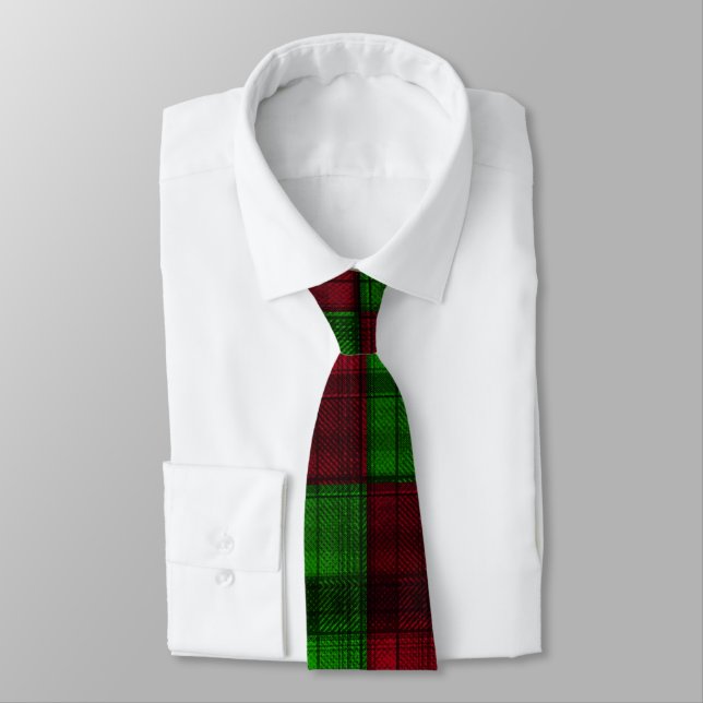 Gravata Tartan vermelho e verde de Natal. (Amarrado)