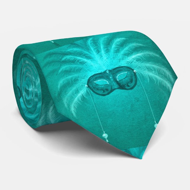 Gravata Tartaruga Mardi Gras Feather Face Pescoço (Rolled)