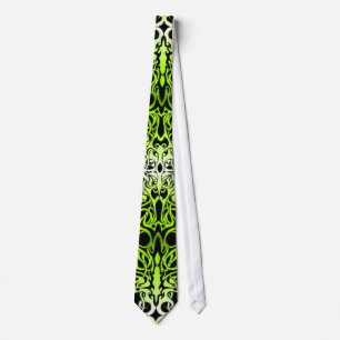 Gravata Tatuagem Tribal Céltica Inspirada na Cor Verde Flo