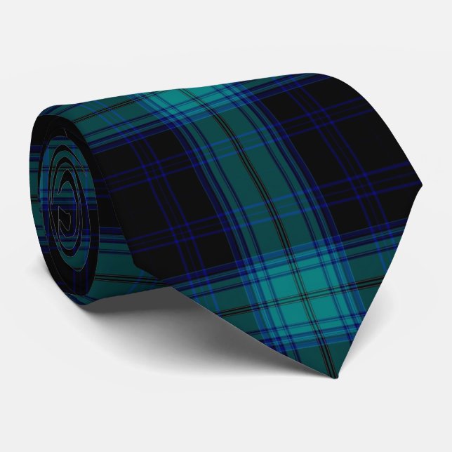 Gravata Teal Blue Blackwatch Tartan Xadrez Flannel (Rolled)
