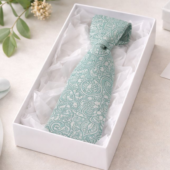 Gravata Teal Blue Paisley (Criador carregado)