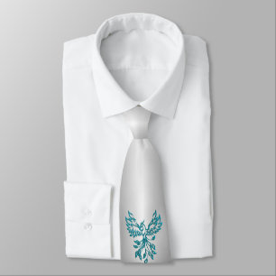 Gravata Teal Blue Phoenix nasce em prata