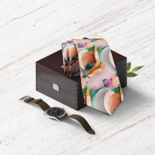 Gravata Téal de Abstrato Chic Moderno Terracotta