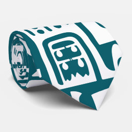 Gravata Teal escuro e rabiscos brancos de 7