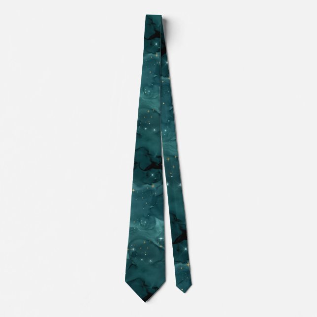 Gravata Teal Galaxy Series Design 2 (Frente)