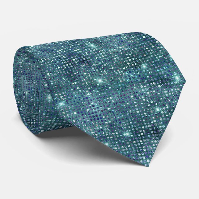 Gravata Teal Glitter Tie (Rolled)