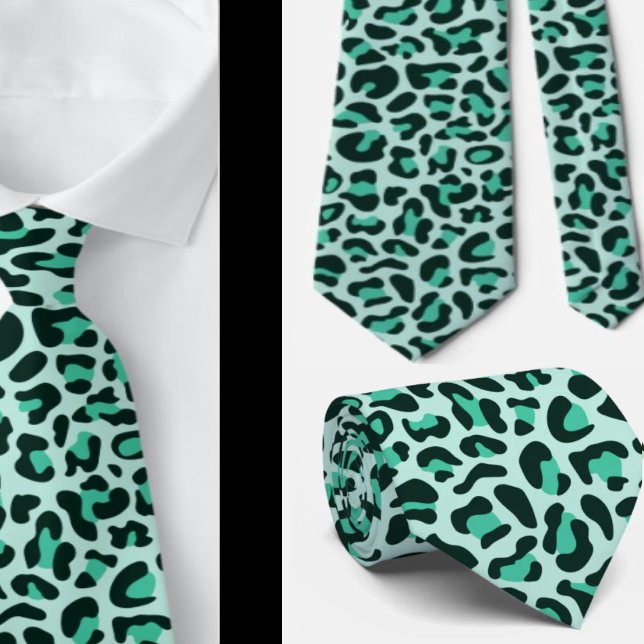 Gravata Teal Leopard Imprime Padrinhos de casamento Punk R (Criador carregado)