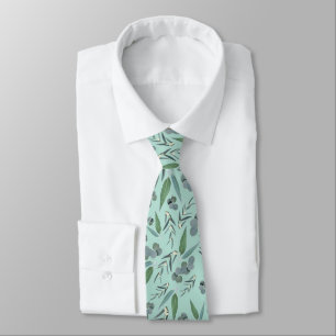 Gravata Teal Mint Green Eucalyptus Greenery Padrão