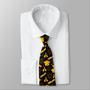 Gravata Tema de Graduação Elegante Preto e Dourado