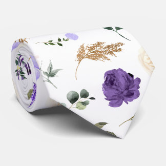 Gravata Tema PixDezines H2 Flores Tons Roxos