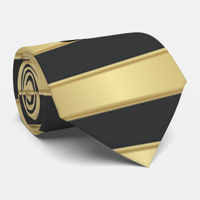 Gravata Tendência Dourada Stripes, Lábios, Beijo Vermelho (Rolled)