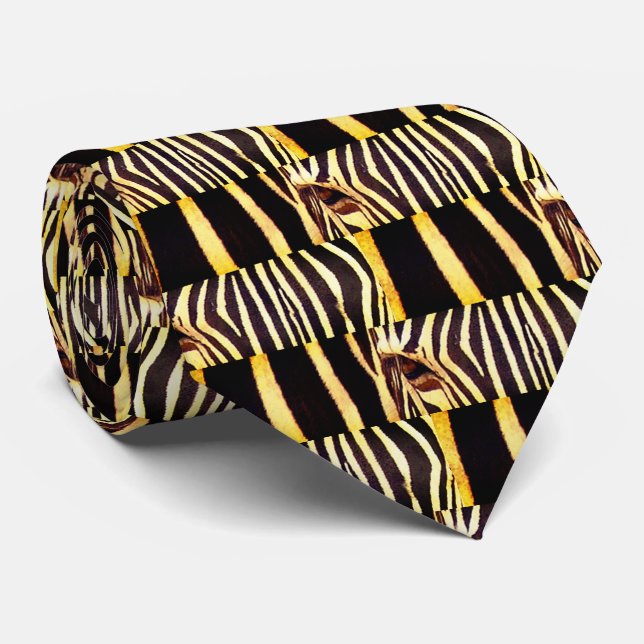 Gravata Tendy com Estampa Abstrata de Zebra (Rolled)