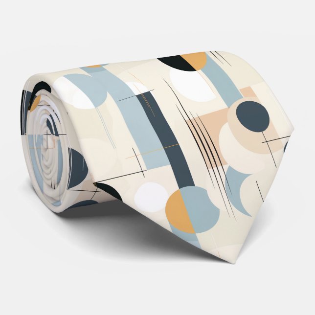 Gravata Terra Moderna Abstrata Geométrica Neutra (1) (Rolled)