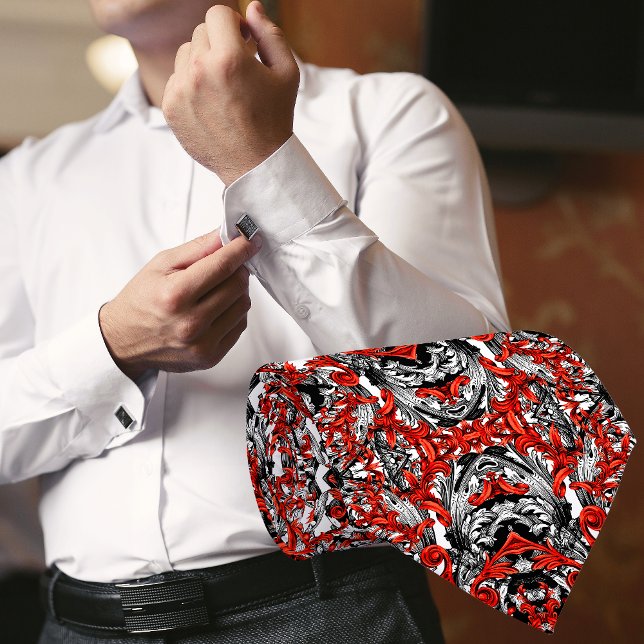 GRAVATA TERRACOTTA BLACK BARÓQUE BRANCO ITALIANO IMPRESSÃO (Criador carregado)