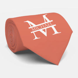 Gravata Terracotta Monograma e Nome Elegante Personalizado