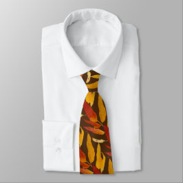 Gravata Terracotta Rust Autumn Leaf Pattern Neck