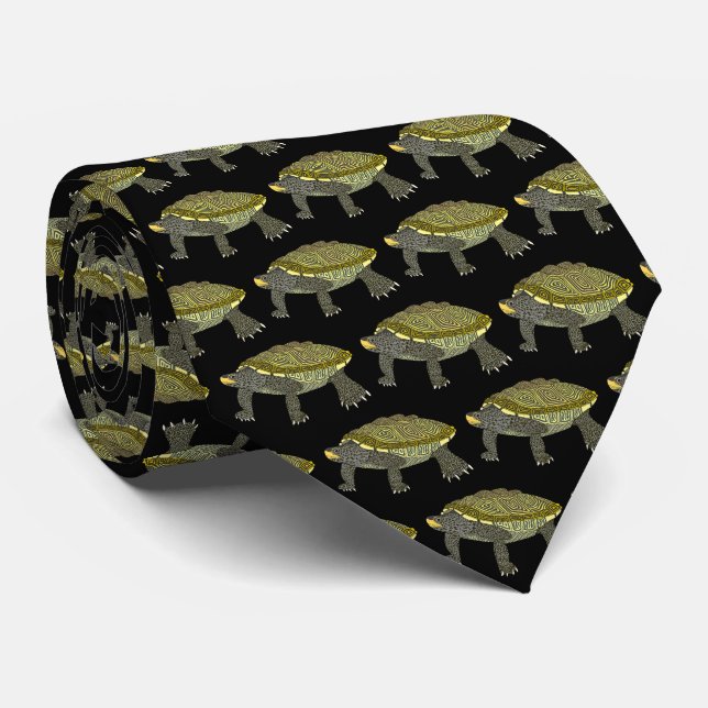 Gravata Terrapin (black) - Neck Tie (Rolled)
