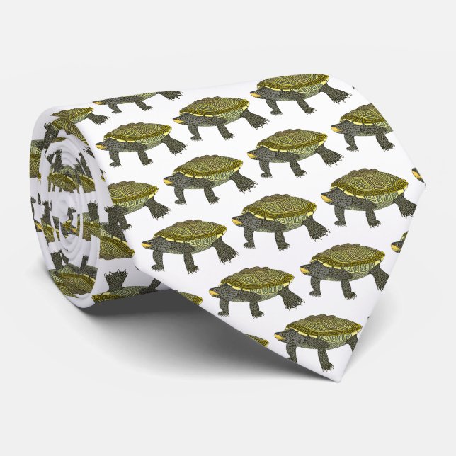 Gravata Terrapin (white) - Neck Tie (Rolled)