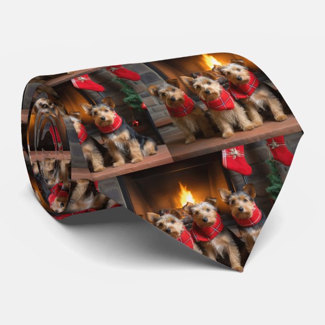 Gravata Terrier Australiano junto à Lareira Natal (Rolled)
