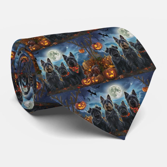 Gravata Terrier Escocês Halloween Assustador (Rolled)