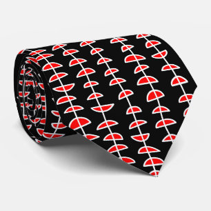 Gravata Teste padrão 080515 - Branco e vermelho no preto