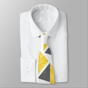 Gravata Teste padrão amarelo do bloco da cor do branco
