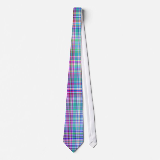 Gravata teste padrão azul do tartan (Frente)