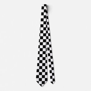 Gravata Teste padrão Checkered preto e branco
