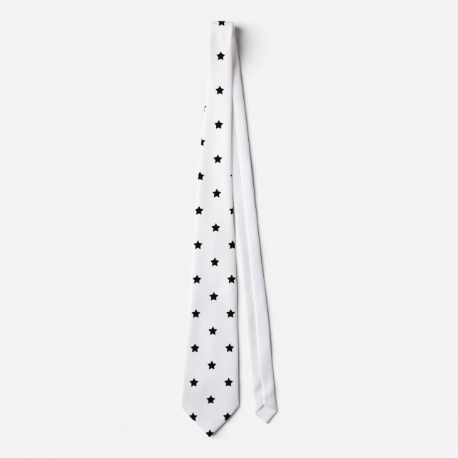 Gravata Teste padrão de estrela branco e preto (Frente)
