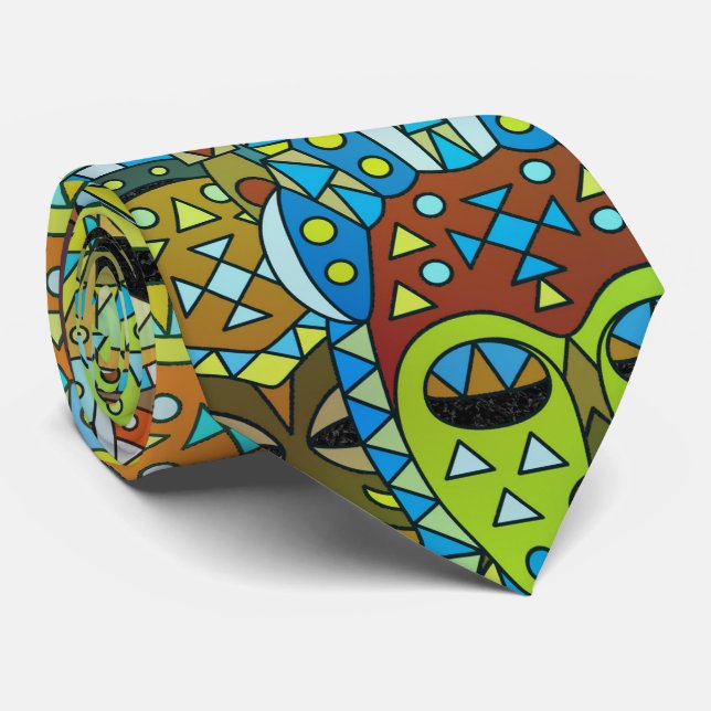 Gravata Teste padrão de máscara tribal translúcido com (Rolled)