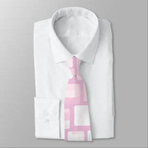 Gravata Teste padrão de mosaico cor-de-rosa e branco
