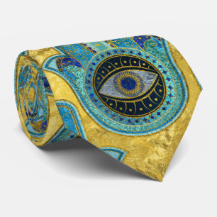 Gravata Teste padrão decorativo da mão de Hamsa no ouro