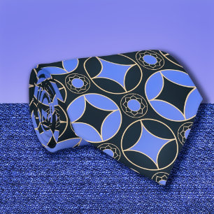 Gravata Teste padrão do art deco em no2 azul e preto
