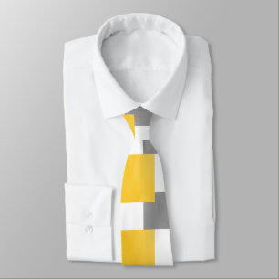 Gravata Teste padrão geométrico amarelo do branco cinzen