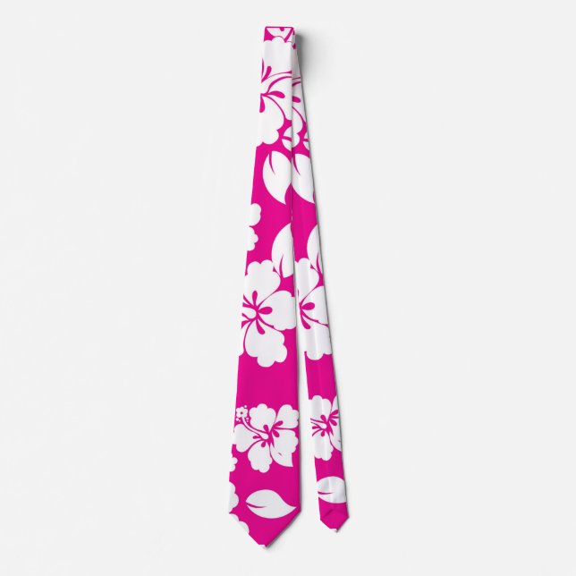 Gravata Teste padrão havaiano cor-de-rosa (Frente)
