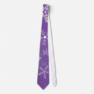 Gravata Teste padrão roxo e branco do floco de neve