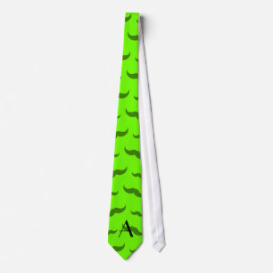 Gravata Teste padrão verde de néon do bigode do monogram