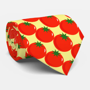 Gravata Teste padrão vermelho do tomate no amarelo