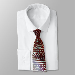 Gravata Teste padrão vermelho geométrico tribal da galá