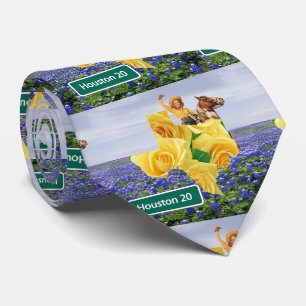 Gravata Texas Bluebonnets Yellow Rose Cowgirl Houston Tie