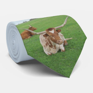 Gravata Texas Longhorn Steer Em Impressão De Campo No Nec