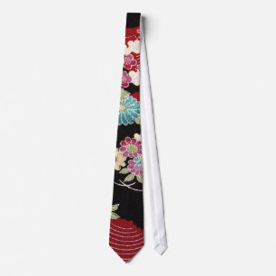 Gravata Têxtil KIMONO Japonês, Padrão Floral