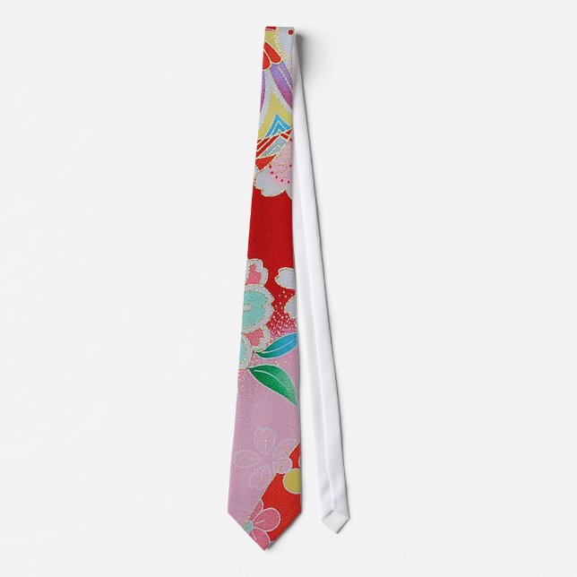 Gravata Têxtil KIMONO Japonês, Padrão Floral (Frente)