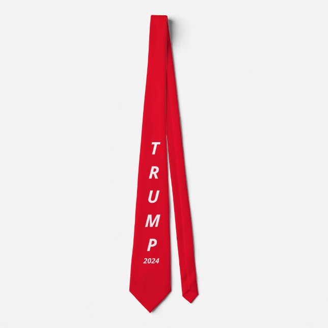 Gravata Texto Branco Trump 2024 Fundo Vermelho (Frente)