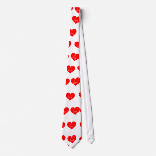 Gravata Texto De Amor Branco Com Coração Vermelho