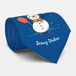 Gravata Texto personalizado Pickleball Snowman Cheer